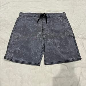 True religion gray and black acid wash board shorts